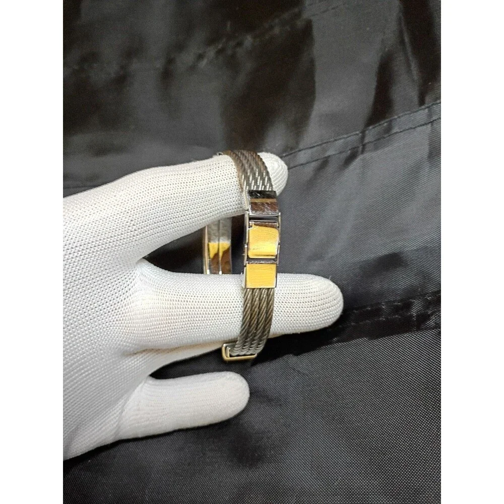 Stainless Steel Cable Twist Bracelet Silver Tone with clasp